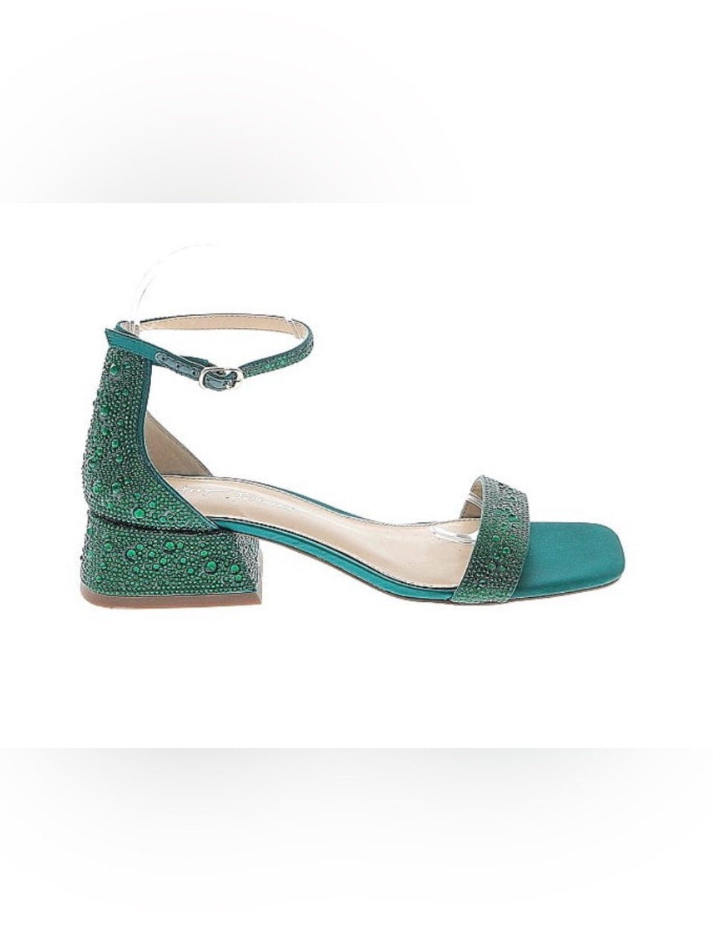 Betsey Johnson Emerald Green Jeweled Block Heel Sandal - Picture 1 of 1